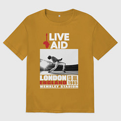 Футболка оверсайз мужская QUEEN LIVE AID 1985, цвет: горчичный