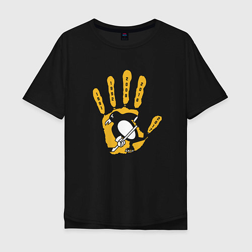 Мужская футболка оверсайз Pittsburgh Penguins Питтсбург Пингвинз Кубок Стэнл / Черный – фото 1