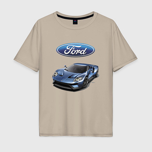 Мужская футболка оверсайз Ford - legendary racing team! / Миндальный – фото 1