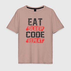 Мужская футболка оверсайз EAT SLEEP CODE REPEAT