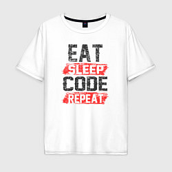 Мужская футболка оверсайз EAT SLEEP CODE REPEAT