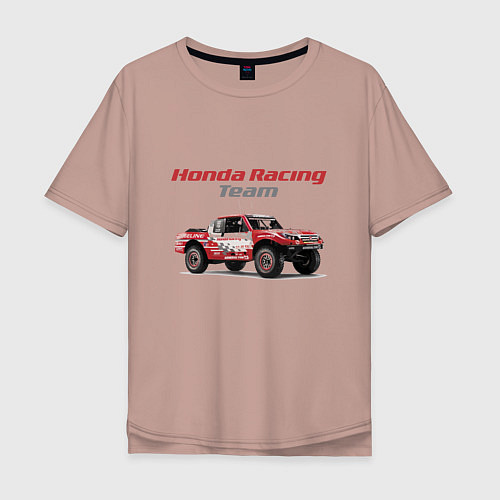 Мужская футболка оверсайз Honda racing team / Пыльно-розовый – фото 1