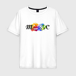Мужская футболка оверсайз Music Цветная Портрет