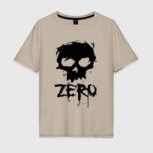 Мужская футболка оверсайз Zero skull / Миндальный – фото 1