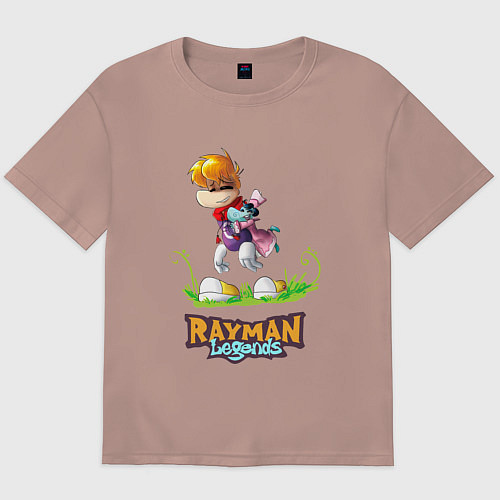 Мужская футболка оверсайз Уставший Rayman / Пыльно-розовый – фото 1