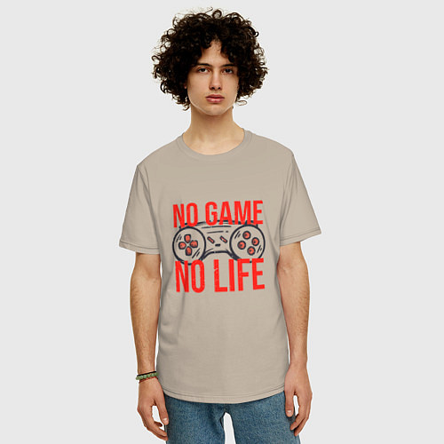 Мужская футболка оверсайз No game no life / Миндальный – фото 3
