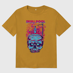 Футболка оверсайз мужская Череп с бассейном, цвет: горчичный