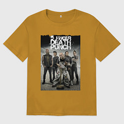 Футболка оверсайз мужская Five Finger Death Punch!, цвет: горчичный