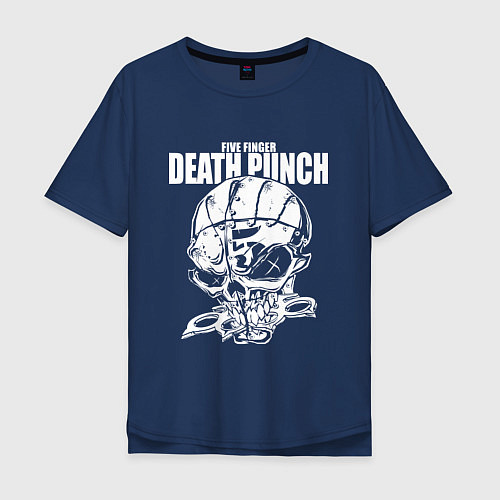 Мужская футболка оверсайз Five Finger Death Punch Groove metal / Тёмно-синий – фото 1