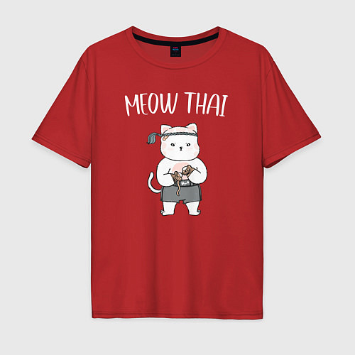 Мужская футболка оверсайз Мяу Тай / Красный – фото 1