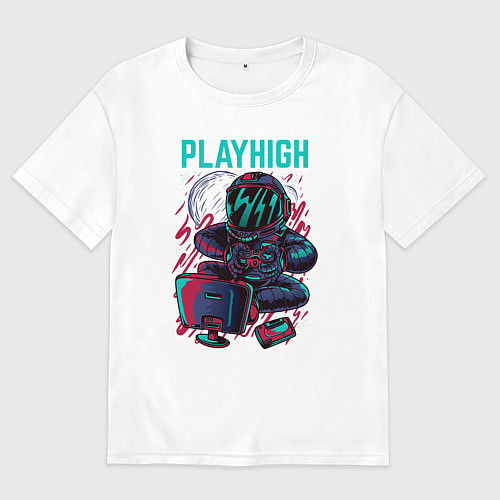 Мужская футболка оверсайз Космонавт геймер / Белый – фото 1