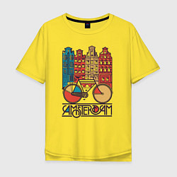 Футболка оверсайз мужская Амстердам велосипед, цвет: желтый