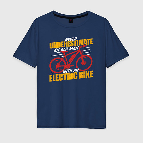 Мужская футболка оверсайз Никогда не недооценивай олдмена с электрическим ве / Тёмно-синий – фото 1