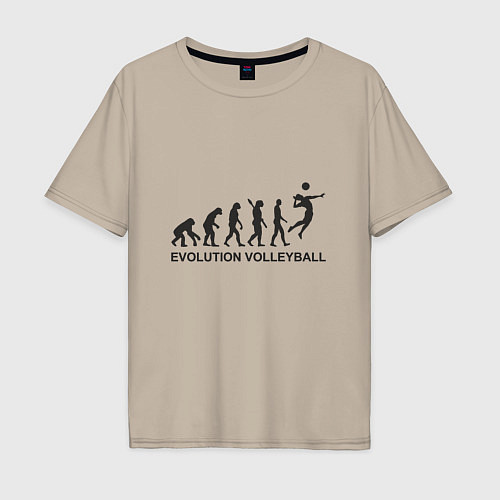 Мужская футболка оверсайз Эволюция - Волейбол / Миндальный – фото 1