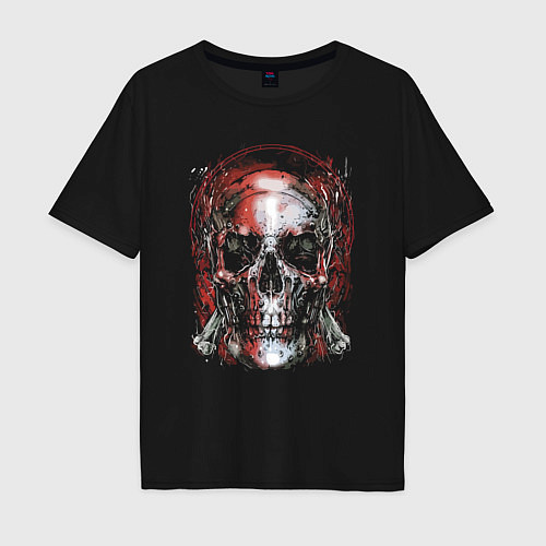 Мужская футболка оверсайз Magnetic skull Psychedelics / Черный – фото 1