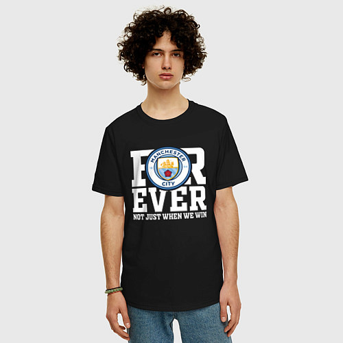 Мужская футболка оверсайз Manchester City FOREVER NOT JUST WHEN WE WIN Манче / Черный – фото 3