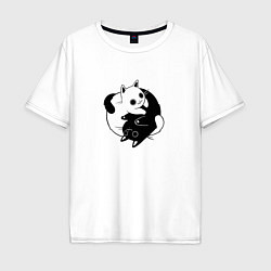 Футболка оверсайз мужская Yin Yang Black And White Cats, цвет: белый