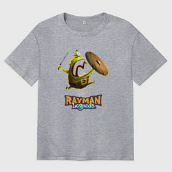 Мужская футболка оверсайз Rayman Legends Зеленый человечек с щитом