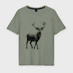 Футболка оверсайз мужская Черный олень Black Deer, цвет: авокадо