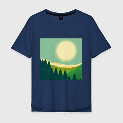 Мужская футболка оверсайз Пейзаж и яркое солнце