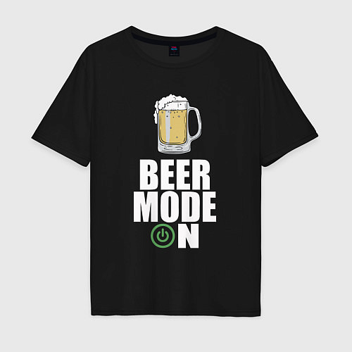 Мужская футболка оверсайз BEER MODE ON, ПИВО / Черный – фото 1