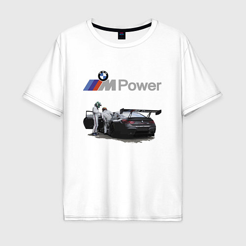 Мужская футболка оверсайз BMW Motorsport M Power Racing Team / Белый – фото 1