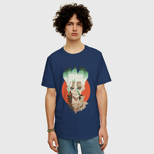 Мужская футболка оверсайз Senkuu art / Тёмно-синий – фото 3