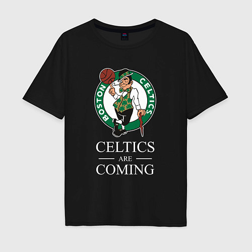 Мужская футболка оверсайз Boston Celtics are coming Бостон Селтикс / Черный – фото 1