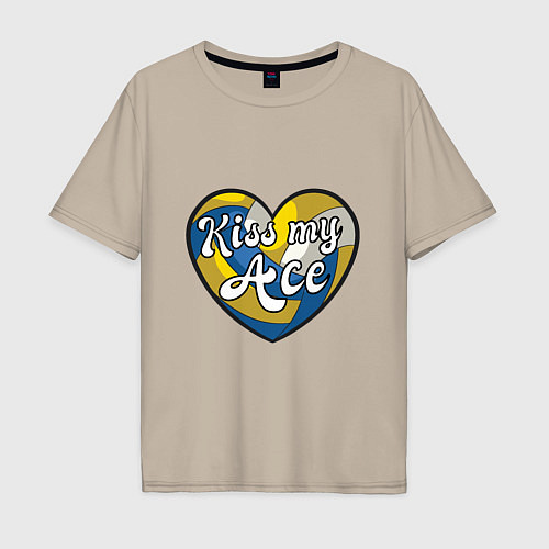 Мужская футболка оверсайз Volley - Kiss My Ace / Миндальный – фото 1