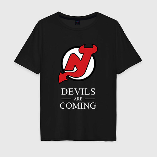 Мужская футболка оверсайз New Jersey Devils are coming Нью Джерси Девилз / Черный – фото 1