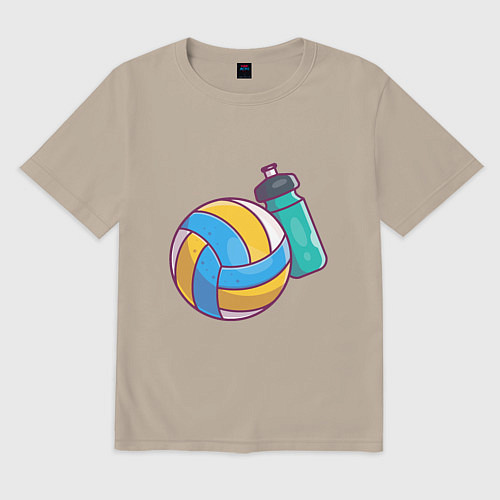 Мужская футболка оверсайз Ball & Water / Миндальный – фото 1