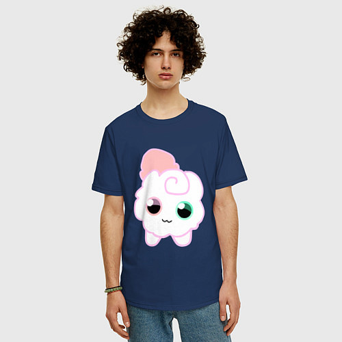 Мужская футболка оверсайз Toca Kitchen котик / Тёмно-синий – фото 3