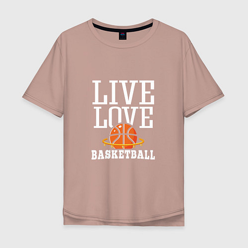 Мужская футболка оверсайз Live Love - Basketball / Пыльно-розовый – фото 1