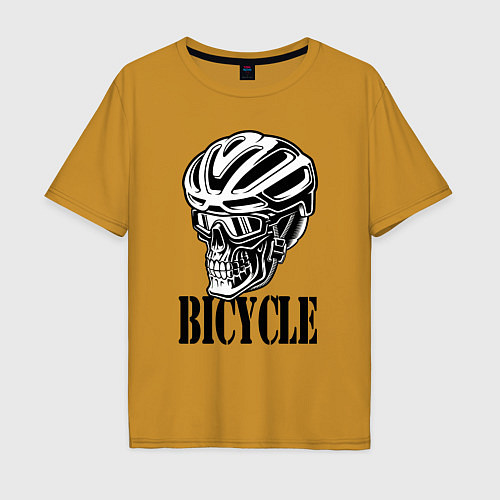 Мужская футболка оверсайз Bicycle Skull / Горчичный – фото 1