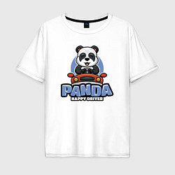 Футболка оверсайз мужская Panda Happy driver, цвет: белый