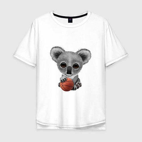 Мужская футболка оверсайз Баскетбол - Коала / Белый – фото 1