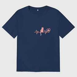 Мужская футболка оверсайз Кардио котик