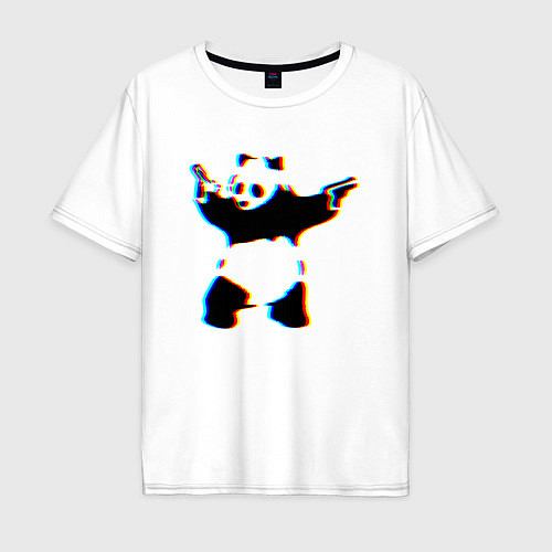 Мужская футболка оверсайз Banksy Panda with guns - Бэнкси / Белый – фото 1