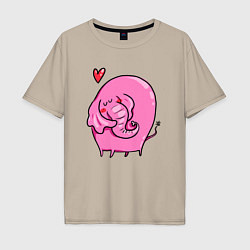 Мужская футболка оверсайз Влюбленный розовый слон
