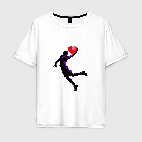Мужская футболка оверсайз Сердце Баскетболиста / Белый – фото 1