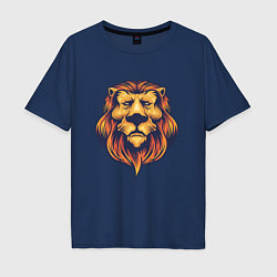 Футболка оверсайз мужская Спокойный лев, цвет: тёмно-синий