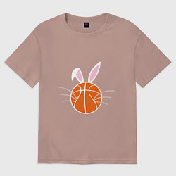 Футболка оверсайз мужская Basketball Bunny, цвет: пыльно-розовый