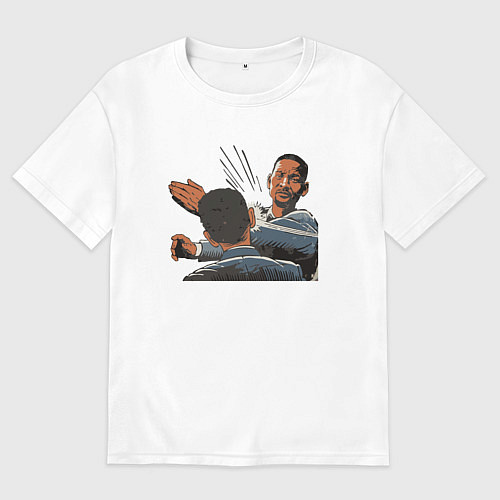 Мужская футболка оверсайз ШЛЁП! / Белый – фото 1