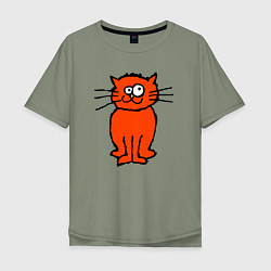 Мужская футболка оверсайз Забаный красный кот