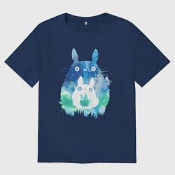 Футболка оверсайз мужская Семья кроликов Акварель, цвет: тёмно-синий