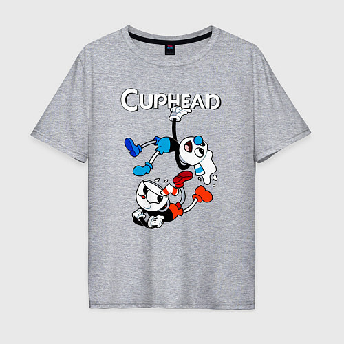 Мужская футболка оверсайз Cuphead Show / Меланж – фото 1