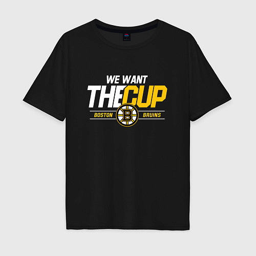 Мужская футболка оверсайз Boston Bruins we want the cup / Черный – фото 1
