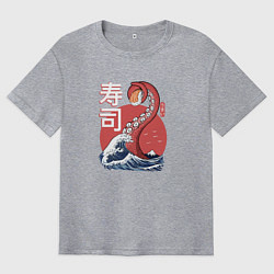 Мужская футболка оверсайз Kraken Kawaii Sushi