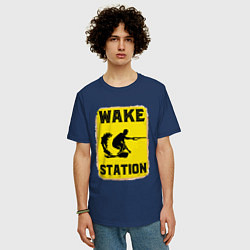 Футболка оверсайз мужская Wake station, цвет: тёмно-синий — фото 2