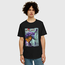 Футболка оверсайз мужская Евангелион eva 01 робот, цвет: черный — фото 2